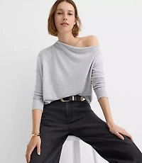 Heathered Ribtrim Jersey Off The Shoulder Top