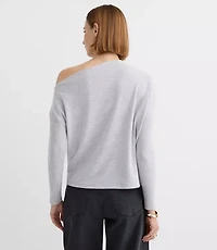 Heathered Ribtrim Jersey Off The Shoulder Top