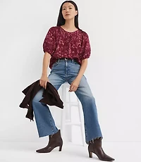 Plume Lace Trim Pintucked Blouse