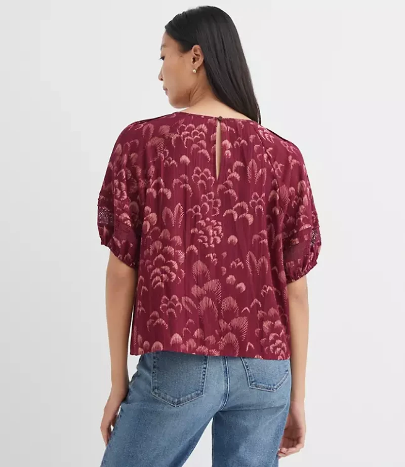Plume Lace Trim Pintucked Blouse