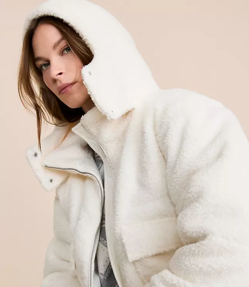 Lou & Grey Hooded Sherpa Puffer Jacket
