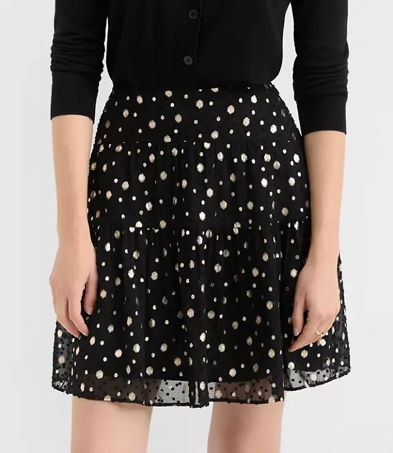 Shimmer Clip Ruffle Mini Skirt