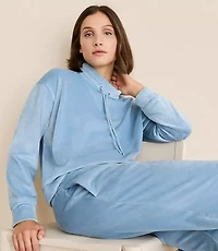 Lou & Grey Ribbed Velour Drawstring Neck Sweatshirt