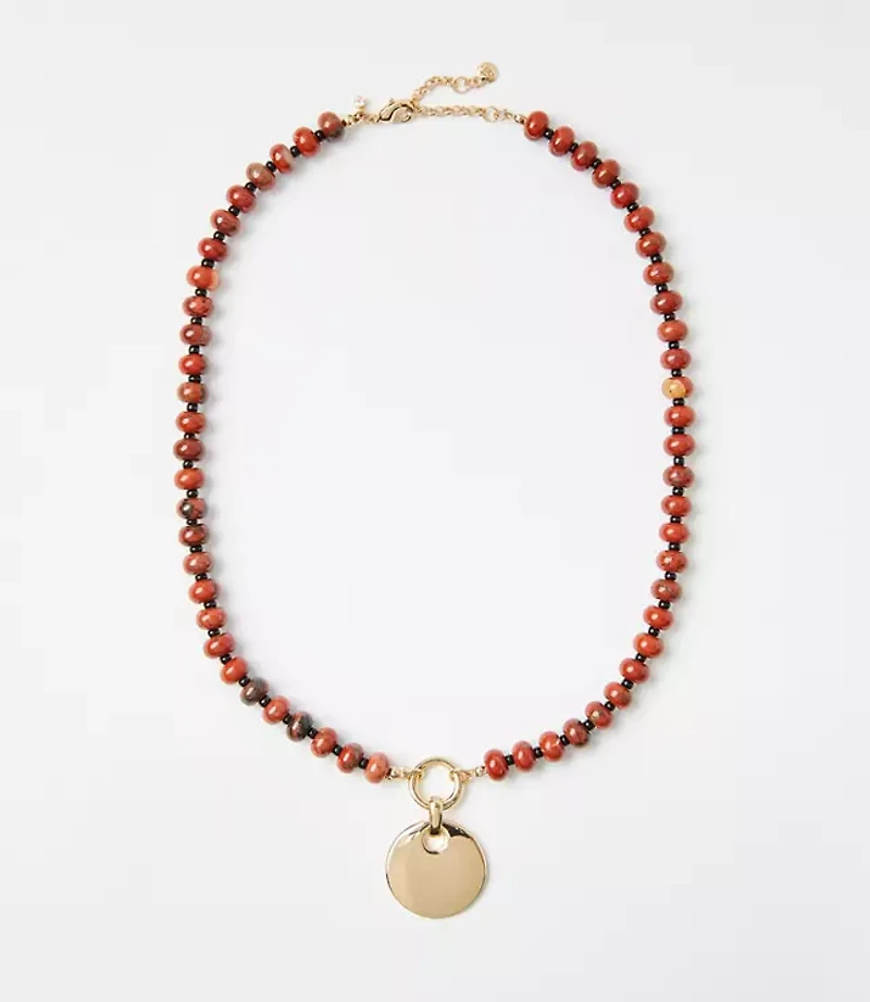 Beaded Coin Statement Necklace