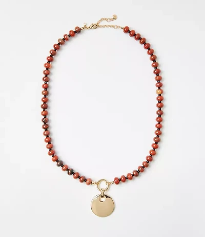 Beaded Coin Statement Necklace