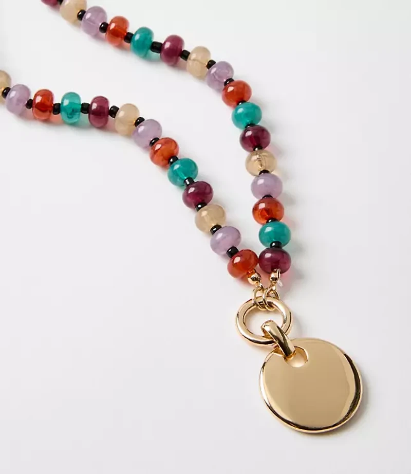 Beaded Coin Statement Necklace