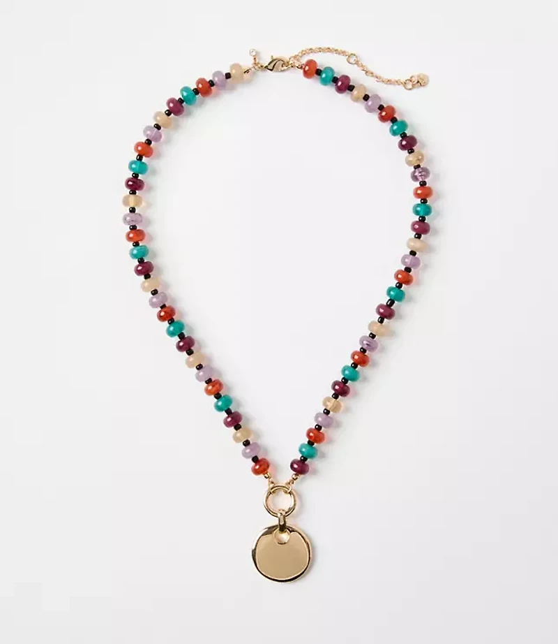 Beaded Coin Statement Necklace