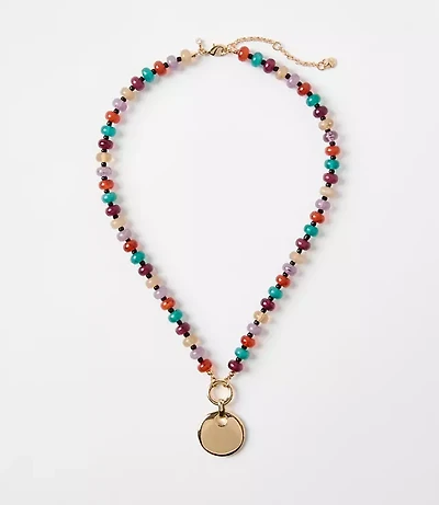 Beaded Coin Statement Necklace