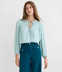 Pleated Tie Neck Blouse