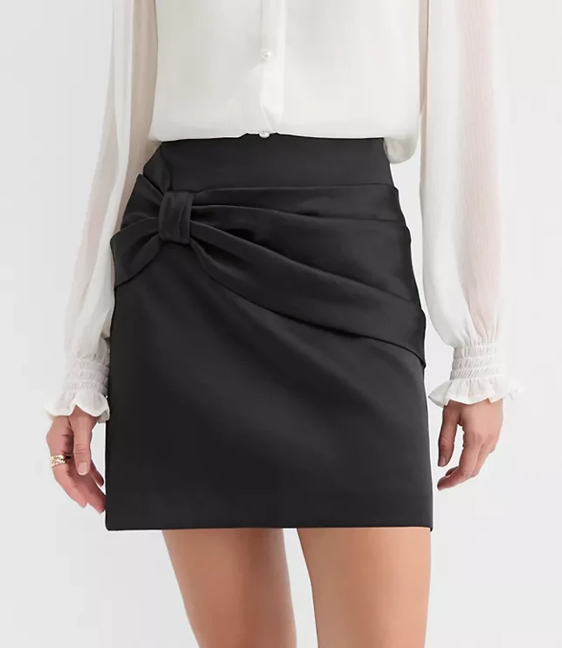 Satin Bow Mini Skirt