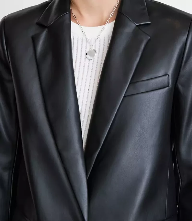 Petite LOFT Versa Faux Leather Relaxed Blazer