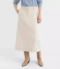 Pintucked Corduroy Midi Pocket Skirt