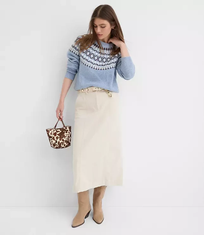 Pintucked Corduroy Midi Pocket Skirt