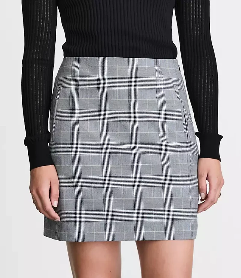 Petite LOFT Versa Seasonless Stretch Pocket Mini Skirt Plaid