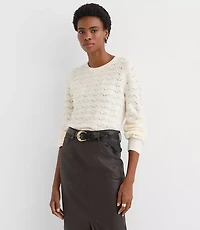 Fuzzy Pointelle Blouson Sweater