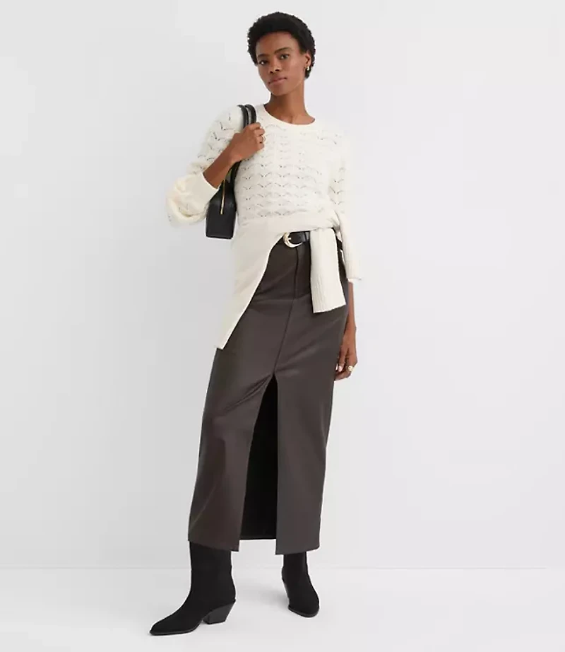 Fuzzy Pointelle Blouson Sweater