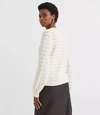 Fuzzy Pointelle Blouson Sweater