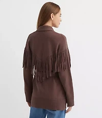 Petite Fringe Belted Cardigan