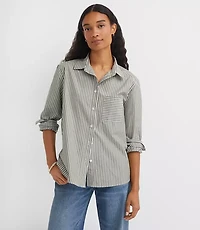 Petite Striped Poplin Everyday Relaxed Pocket Shirt