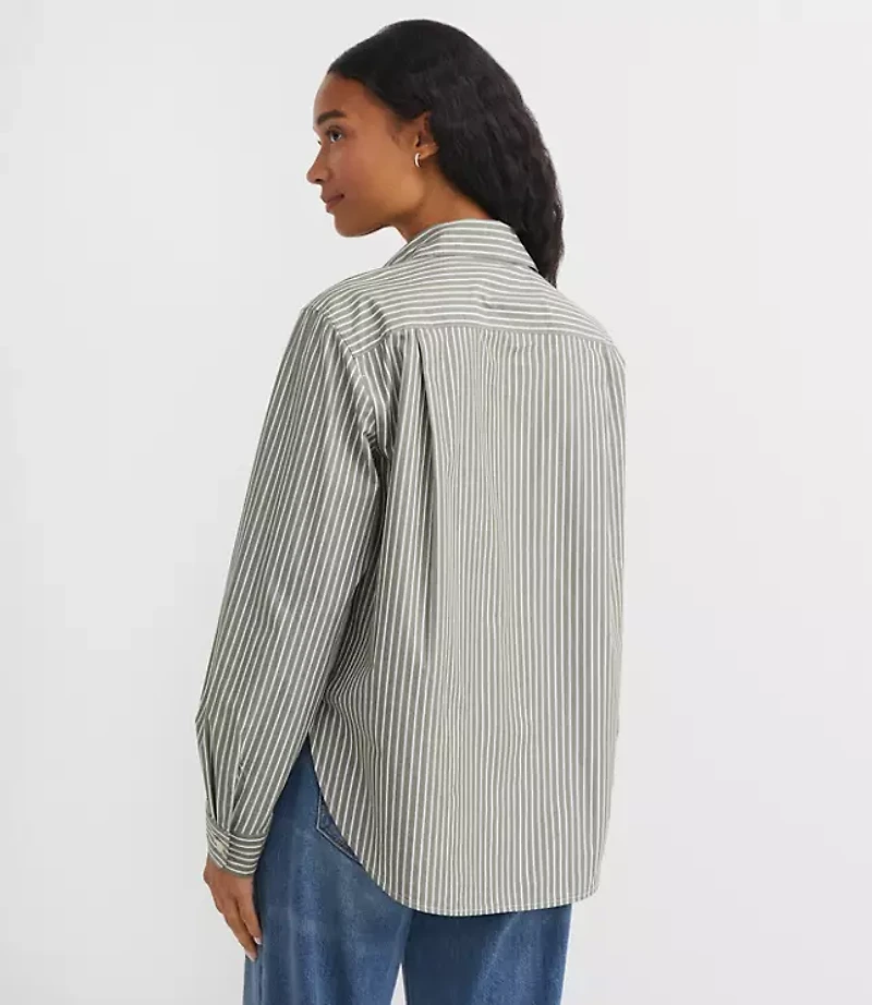 Petite Striped Poplin Everyday Relaxed Pocket Shirt