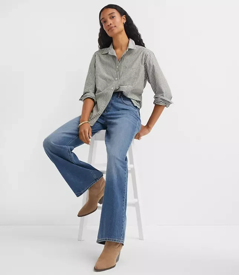 Petite Striped Poplin Everyday Relaxed Pocket Shirt