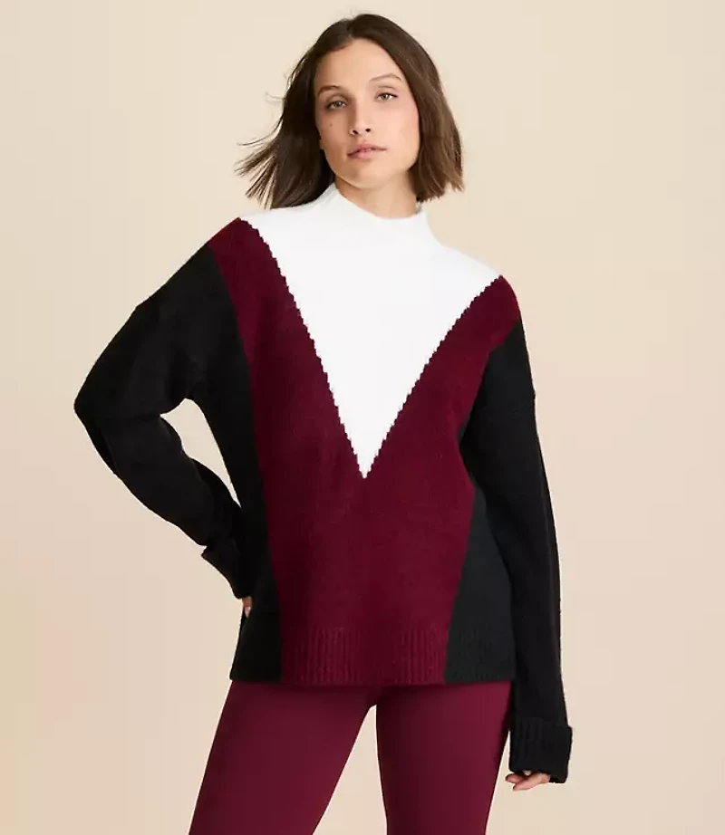 Lou & Grey Colorblock Mock Neck Sweater