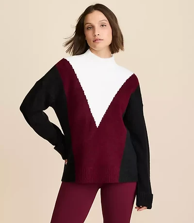 Lou & Grey Colorblock Mock Neck Sweater