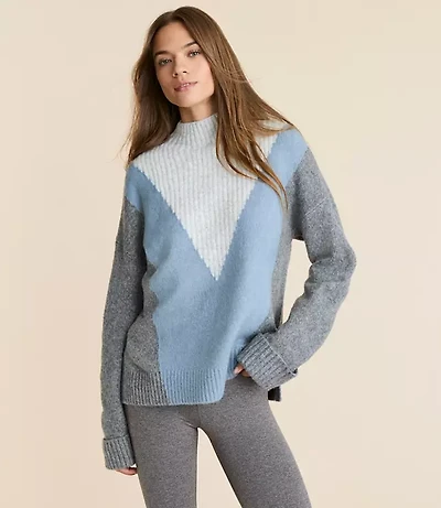 Lou & Grey Colorblock Mock Neck Sweater