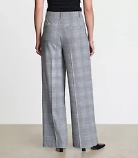 Curvy LOFT Versa Seasonless Stretch Double Pleat Wide Leg Pants Plaid