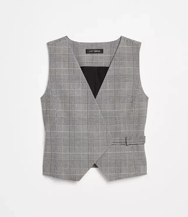 Petite LOFT Versa Plaid Seasonless Stretch Wrap Vest