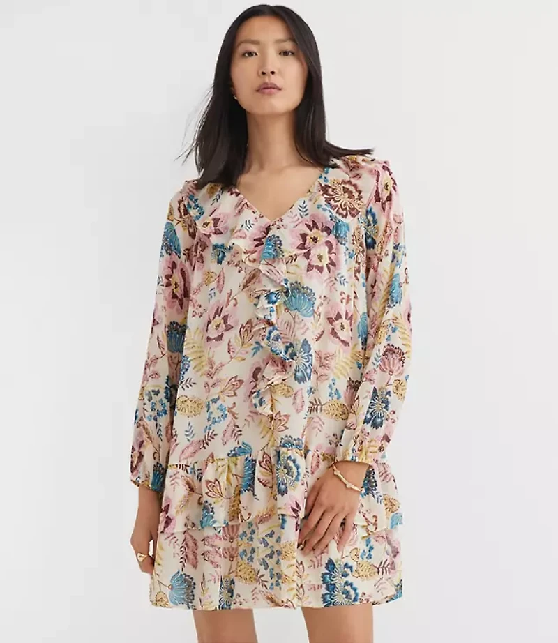 Petite Garden Ruffle Mini Flounce Dress