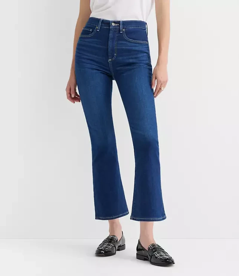 High Rise Kick Crop Jeans Bright Indigo Wash