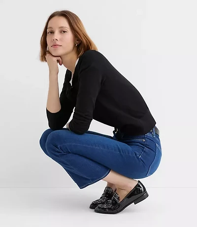High Rise Kick Crop Jeans Bright Indigo Wash