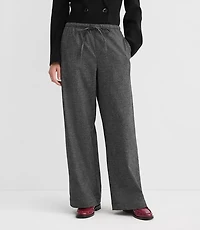 Petite Pull On Straight Pants Houndstooth Brushed Flannel