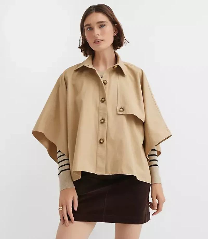 Petite Twill Trench Cape