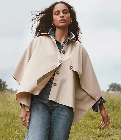 Petite Twill Trench Cape