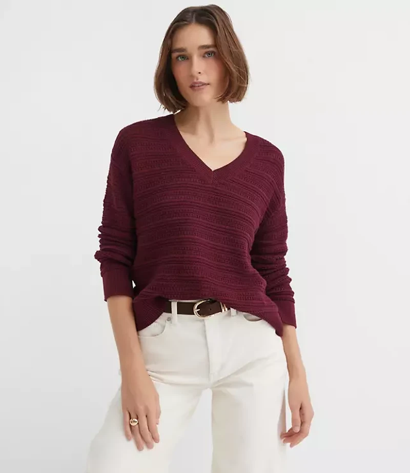 Petite Stitchy V-Neck Sweater