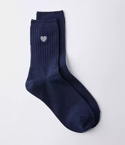 Embroidered Heart Crew Socks
