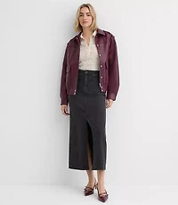 Denim Patch Pocket Maxi Skirt Washed Black