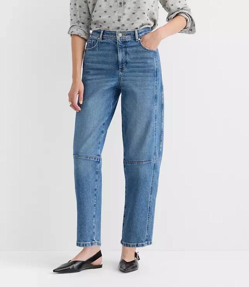 High Rise Barrel Jeans in Classic Mid Wash