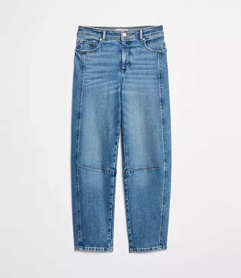 High Rise Barrel Jeans in Classic Mid Wash
