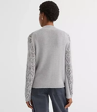 Melange Pointelle Flare Sleeve Sweater