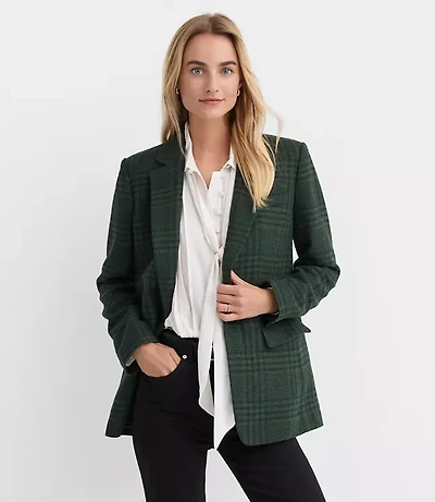 Petite Houndstooth Oversized Blazer