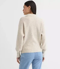 Flecked Ribbed Collared Sweater