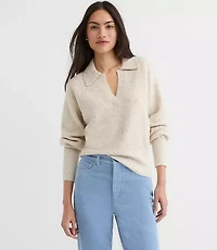 Flecked Ribbed Collared Sweater