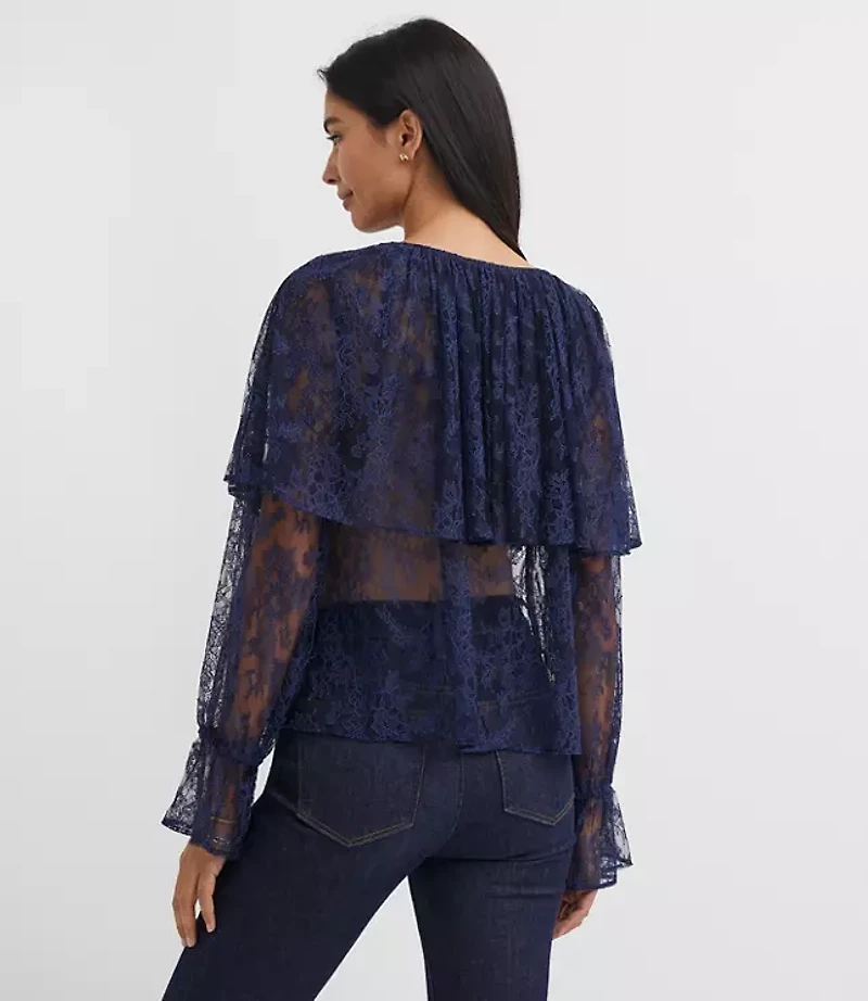 Petite Floral Lace Cape Top