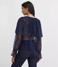 Petite Floral Lace Cape Top