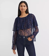 Petite Floral Lace Cape Top