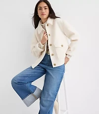 Boucle Faux Fur Collar Shirt Jacket