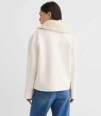 Boucle Faux Fur Collar Shirt Jacket